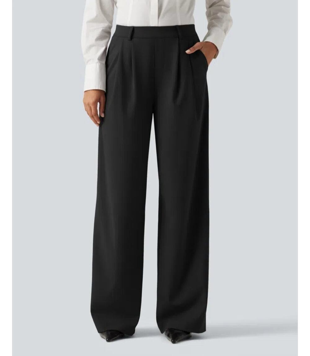 Halara Flex DayStretch High Waisted Pleated Wide Leg Work Pants XL